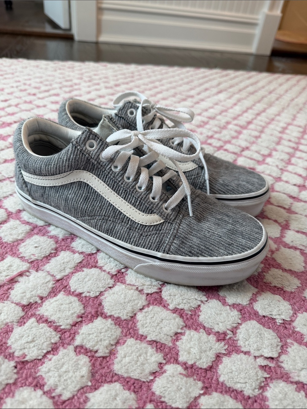 Vans Gray Corduroy Old Skool Sneakers with White Stripe